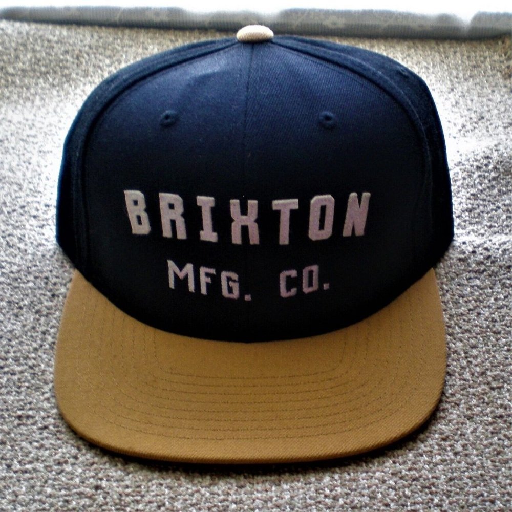 NWOT NEW Brixton Mfg. Co. Men's Black Brown Snapback Patch Hat Cap One Size